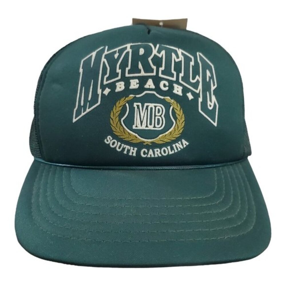 NWT YoungAn Myrtle Beach, SC Trucker Snapback Mesh‎ Hat Dark Green Vintage